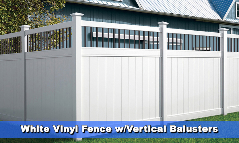 White vinyl fence with Vertical Balusters