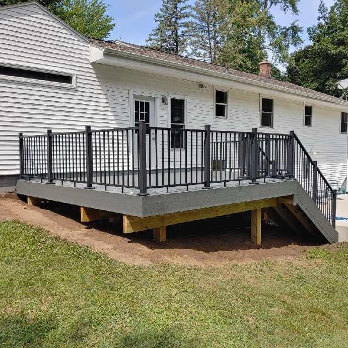 composite deck grey with black railing