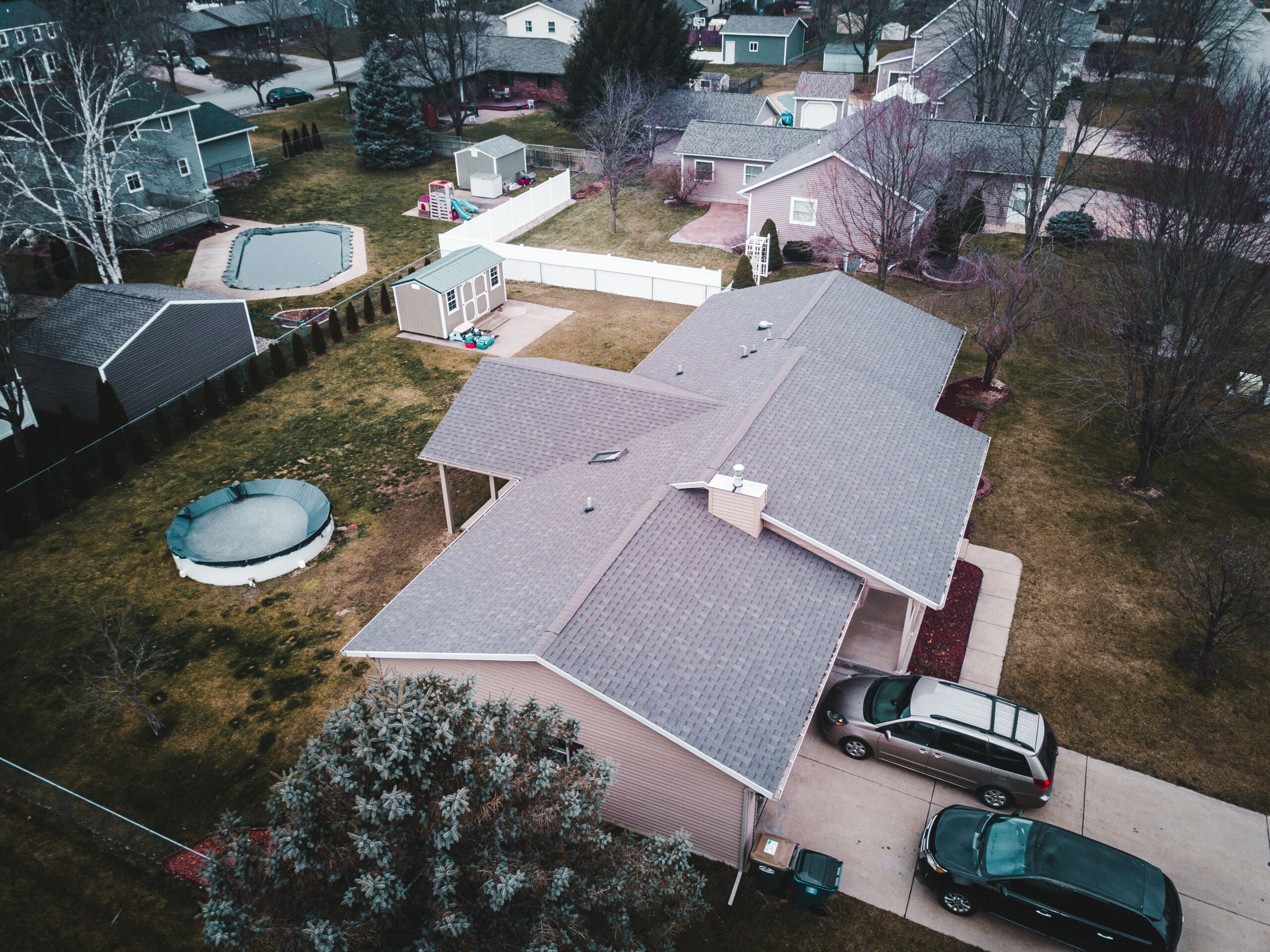 picture of shingle roof from above