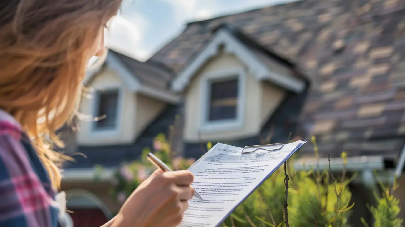 dima90 A person reviewing roof warranty documents with a pen i 47657ec6 e8bd 488d bafc da4f4fa73064