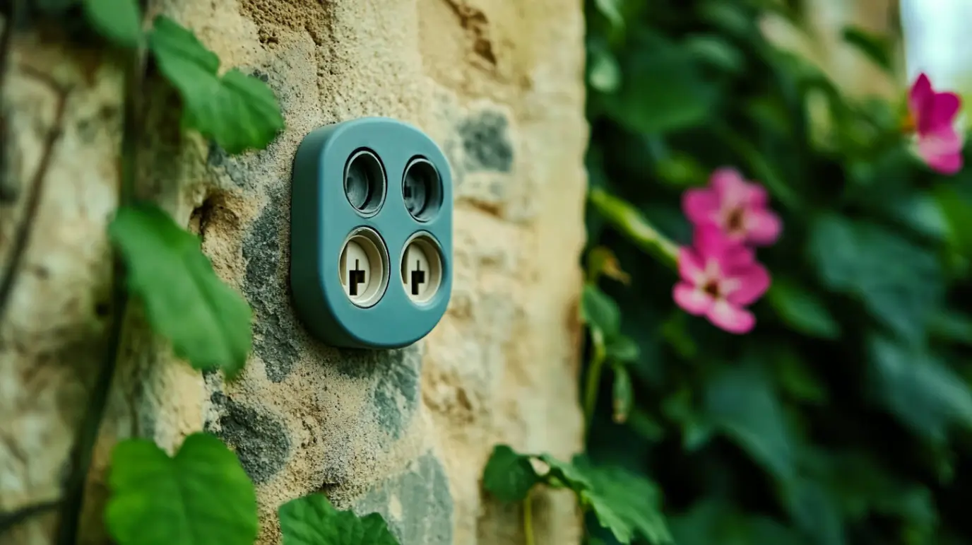 dima90 A real photo of a power outlet on the beautiful facade feb8d344 5557 4571 9177 afbf91b71aeb