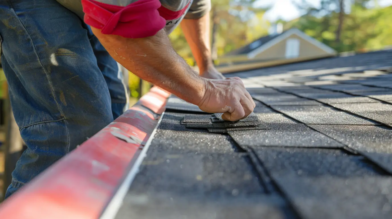 Roof Decking Repair in Kentwood: When Plywood Replacement Is Non-Negotiable 6 dima90 A realistic photo roofer contractors examining shingle e47c98e8 6b5b 44d8 a0b8 3c874233da37