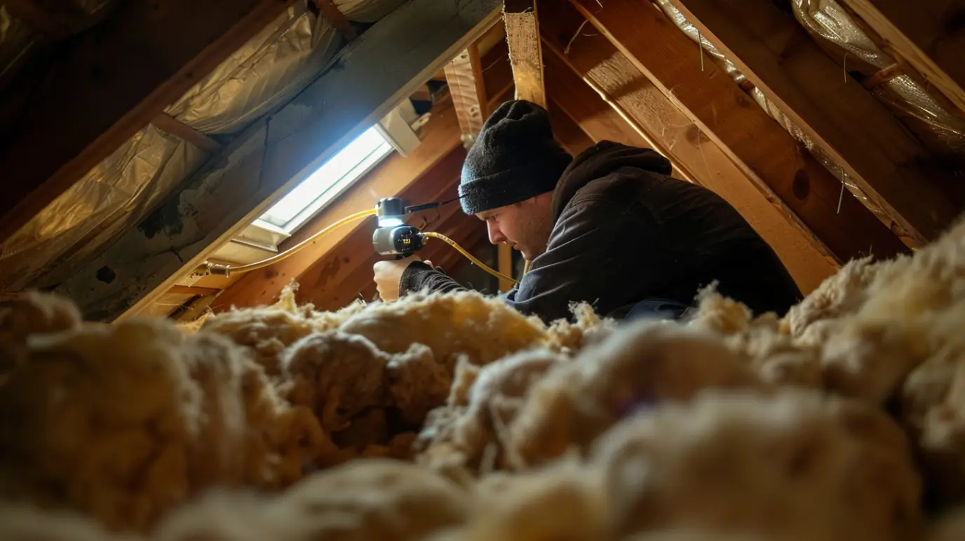 Portage, MI Attic Insulation and Roof Health: The Connection Most Homeowners Miss 8 dima90 realistic photo of a single HVAC technician inspecting 95c72aaa e71d 4aa1 877b 76b54459adf8