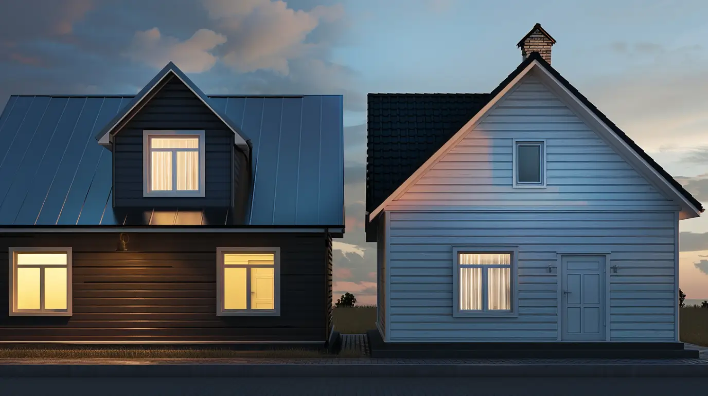 dima90 A metaphorical realistic image of two houses side by si d9bb6b46 6071 4f1c afab b191ac562a78