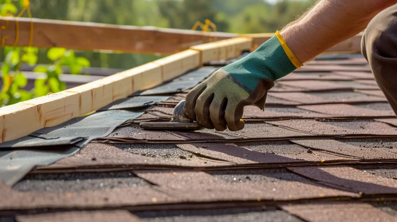 Why Roof Fastener Failures Cause Shingle Lifting on Homes in Portage, MI 4 dima90 A realistic image of a roofer installing step flashing 051c01c4 cb1c 4844 a031 6a01695fcca6