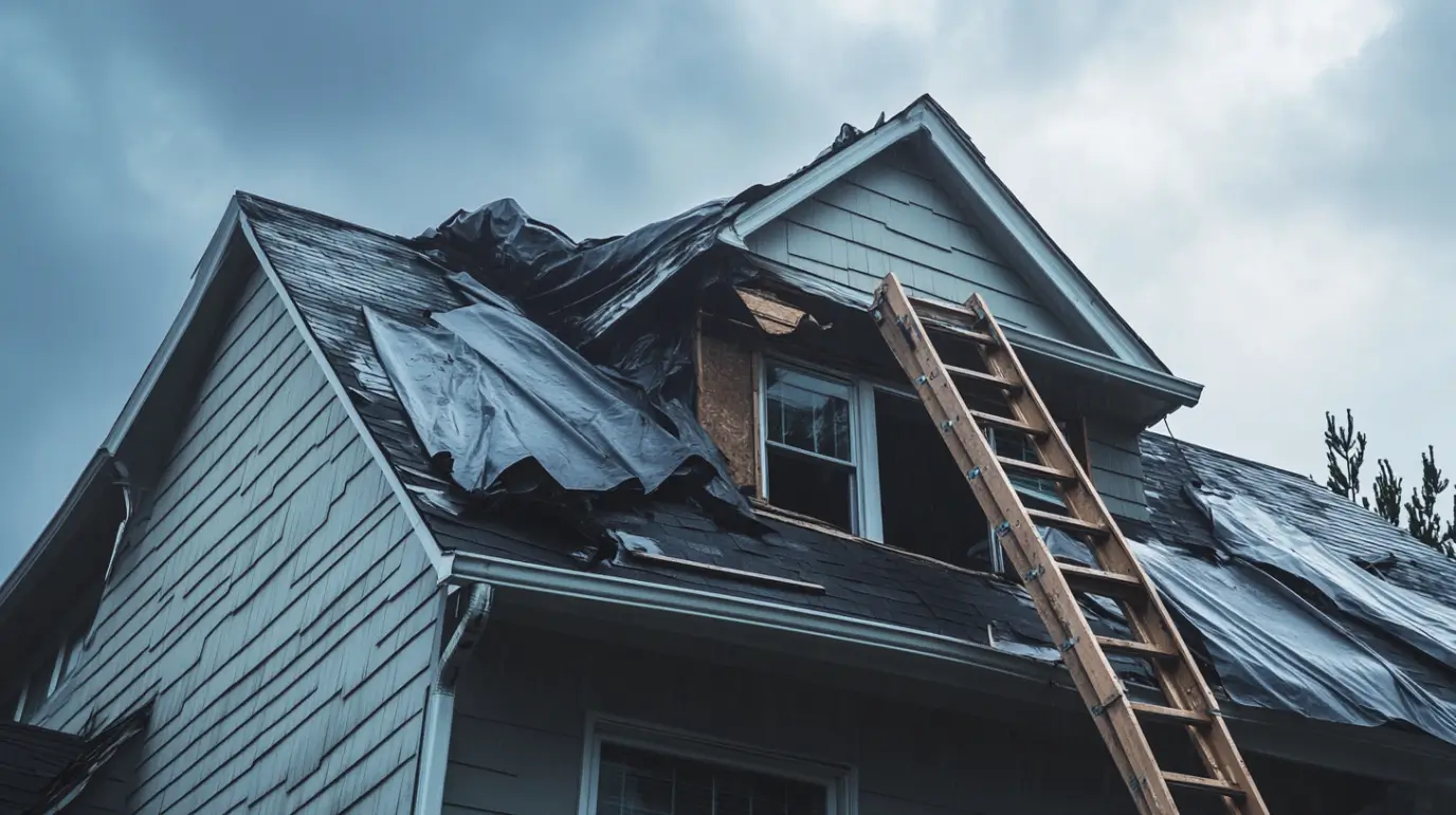 Why Roof Fastener Failures Cause Shingle Lifting on Homes in Portage, MI 6 dima90 a residential home with roofers doing emergency roof re 1fd8af32 6bb7 4bd6 bb1b 4e433a459dc9