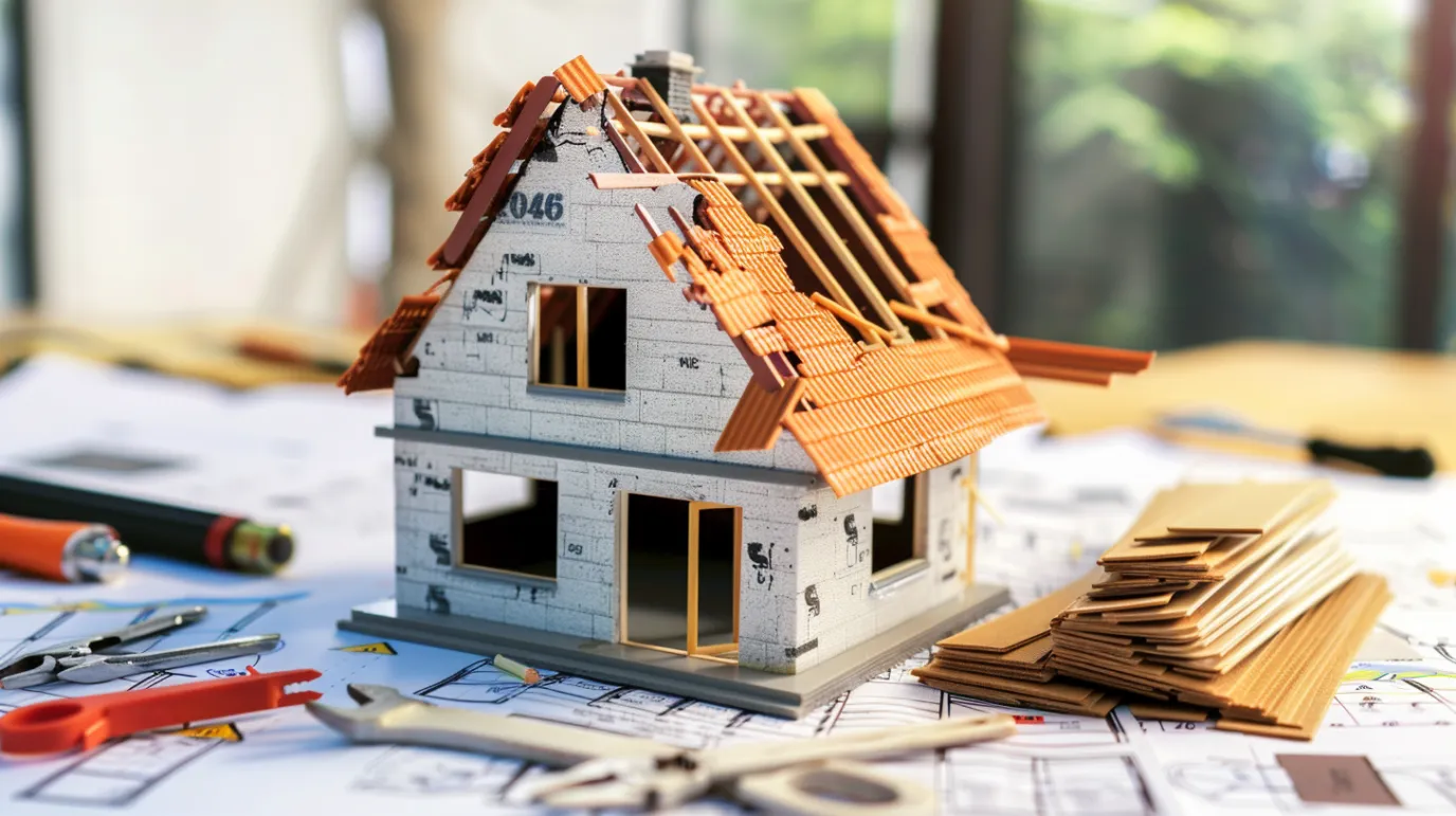 dima90 realistic photo of a miniature house with peeling roof daa1a124 081a 4ddc a984 7fd332196d74