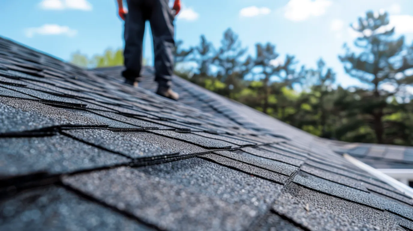 Kalamazoo Roof Inspection Checklist for Homebuyers: What to Look at From the Ground 4 dima90 realistic photo of a single roofer installing dimension e681501c 76e2 407d 9460 a8601e0db985