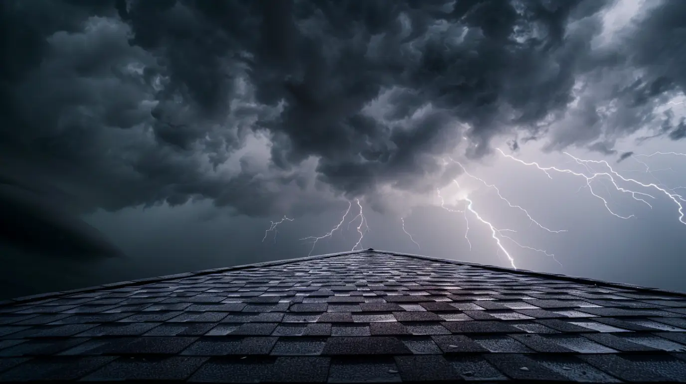 dima90 Hail storm on an asphalt shingle roof angled view dista 0fc946b0 26a1 4985 a420 363427dd1aca