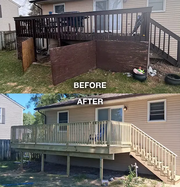 Unsafe Weather Damaged Deck Replacement in Kalamazoo MI 02